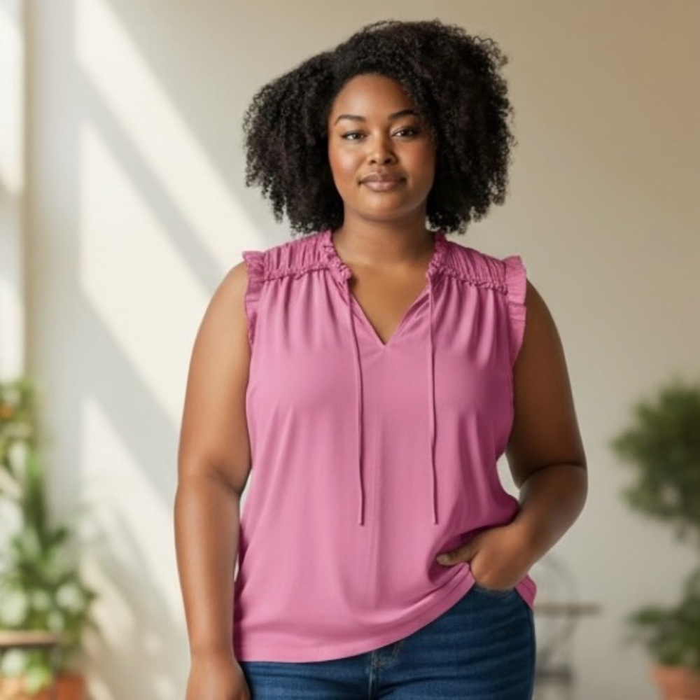 LOFT Ruffled Pink Blouse